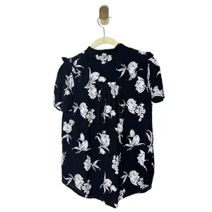 Anthopologie Maeve Black Floral Adagio Ruffle Collar Tie Top Small thumbnail 3