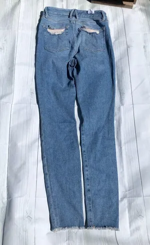 Good American NEW Skinny Jeans Raw Hem Blue Denim Size 6 / 28 Waist thumbnail 8