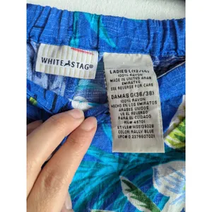 White Stag Pants Retro Beach Print Rayon Blue Size Large 36/38 thumbnail 3