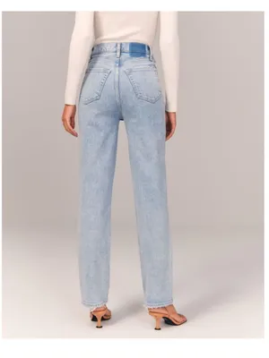 Abercrombie & Fitch Light Blue Straight Leg Jeans Crossover thumbnail 2