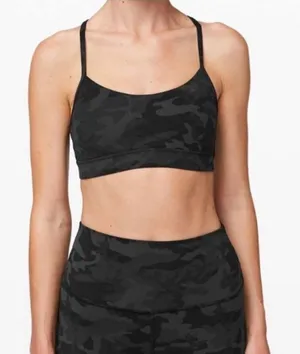 Lululemon strappy gray camo sporty size 10 yoga bra thumbnail 1