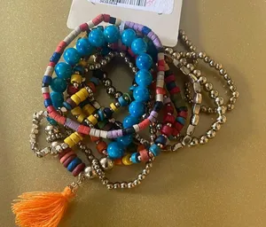 Cato Gold and Colorful Beaded Bracelet Set, 9 Bracelets in Stack thumbnail 2
