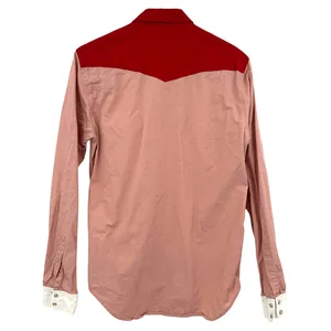 Sandro Size Small Long Sleeve Button Up Blouse Top Shirt Pink Red White Western‎ thumbnail 2