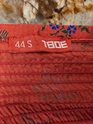 Red Floral Cotton Linen Dress S thumbnail 9