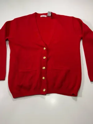 Talbots Red Gold-Button V-Neck Cardigan Size Medium thumbnail 2