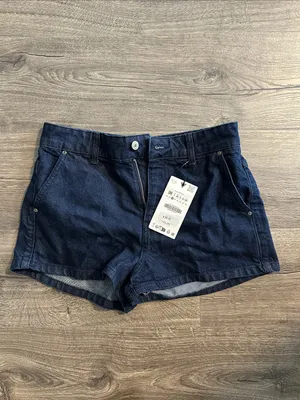 Zara Dark Blue Denim Jean Shorts thumbnail 2