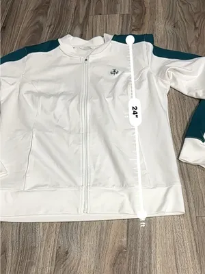 Lady Hanger Tennis Jacket White Green Lightweight Athletic Zip Up. thumbnail 11