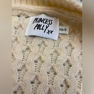 Princess Polly XS/Small Cream Button Up Cardigan Sweater thumbnail 2