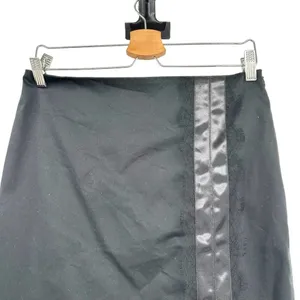 Wolford Black Pencil‎ Skirt Front Slit Satin and Lace Stripe Trim Size US 6 thumbnail 2