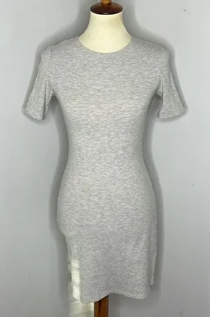 Reformation Jeans Gray Ribbed Mini Dress Shirt Dress Kendy Knit Dress‎ thumbnail 1