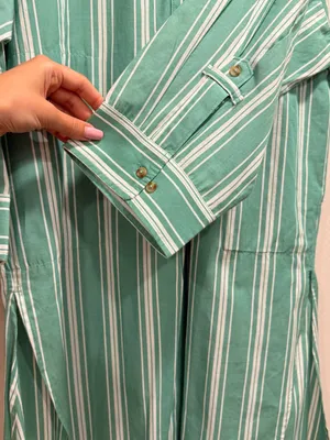 NWT Anthropologie Mint Green and White Striped Midi Shirt Dress Cotton thumbnail 13