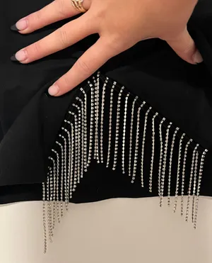 Black Skirt Rhinestone Fringe thumbnail 4