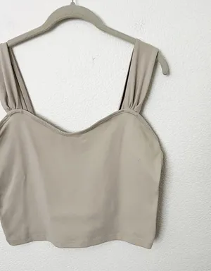 [Abercrombie & Fitch] Nude Light Taupe Soft Sweetheart Crop Tank Top Sz Large L thumbnail 7