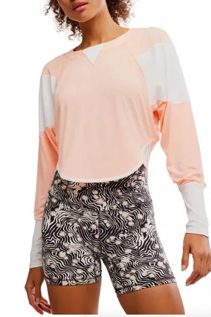 FP Movement by Free People Peach and White Long Sleeve Top size small thumbnail 1