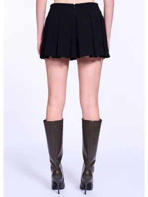 Amanda Uprichard Josie Skort in Black Medium Womens Mini Skirt Shorts thumbnail 13