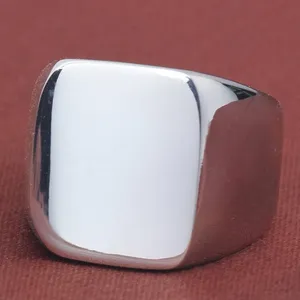Signet Ring Polished Silver Tone Hypoallergenic Stainless Steel Sz 7 Unisex thumbnail 4