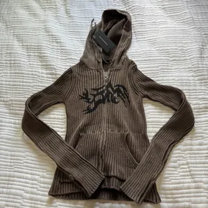 mingalondon - KAI TAUPE KNITTED ZIP-UP HOODIE thumbnail 6
