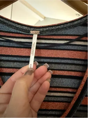 Women's Free People Striped Long Sleeve Tee, Size M, Blue and Pink thumbnail 3