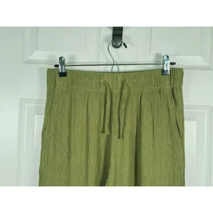 Abercrombie & Fitch Textured Wide Leg Pants Medium Green Fall Quiet Luxury Boho thumbnail 6
