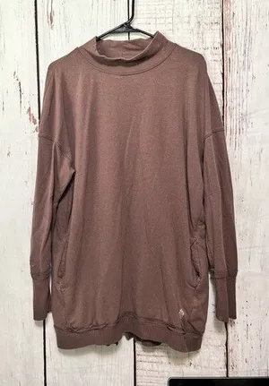 Free People Movement Zipper Back Oversized Mock Neck Pocket Sweater Size Medium thumbnail 1