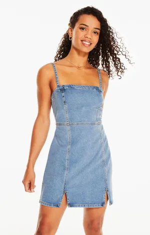 Aeropostale Denim Square-Neck Slim Dress thumbnail 1