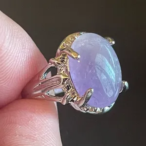 Purple amethyst gemstone S925 silver ring size 5.25 thumbnail 6