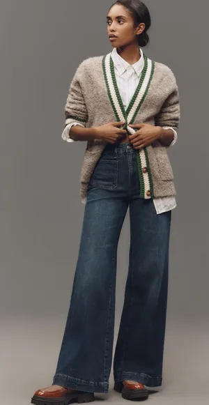 Good American Good Waist Palazzo‎ Patch Pocket Jeans thumbnail 1