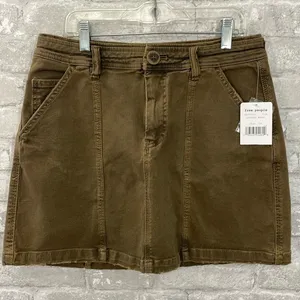 Free People Lennox Denim Mini Skirt in Antique Brass thumbnail 1
