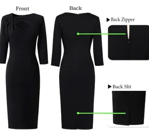 Elegant Black Dress - asymmetric bow neck thumbnail 4