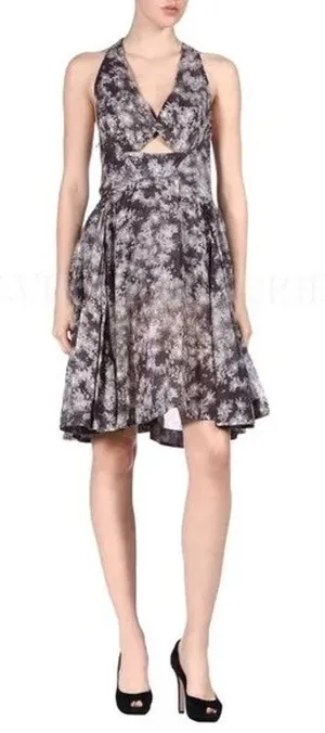 STELLA McCARTNEY Floral Cotton Silk Blend Sun Dress Gray FEMININE COMFY LUXURY thumbnail 1