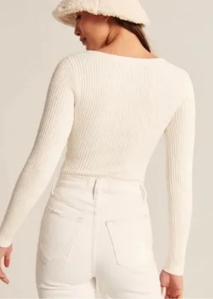 Abercrombie Long-Sleeve Sweetheart Sweater Bodysuit thumbnail 4