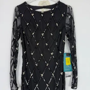 NWT Mac Duggal #9109 Sequin Embellished Long Sleeve Gown Dress Black Size 0 NEW thumbnail 4