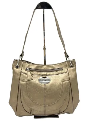 Nine West‎ Shoulder Bag Handbag Bronze Gold Metallic Faux Leather Glam Classic thumbnail 1