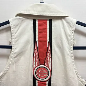 HARLEY-DAVIDSON Women’s ZipUp Vest/Tank Embroidered Off-White Tailored Cut Small thumbnail 8