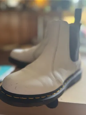 Dr. Martens White‎ Leather Chelsea Boots. Some scratches but soles are perfect. thumbnail 1