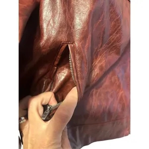 Wild Fern size medium distressed faux leather red Moto jacket thumbnail 5