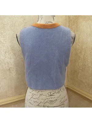 Free People Sammi Cashmere Sweater Vest Waistcoat V-neck Sz S Clueless Academia thumbnail 5