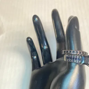 Women's Black Cubic Zirconia Silver Plated Rhinestone Wedding Ring & Band 8.5 thumbnail 10