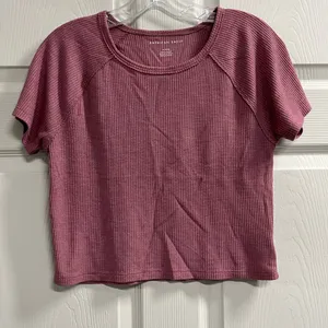 American Eagle Women’s Pink Short Sleeve Waffle Knit Top - Medium - VGUC thumbnail 1