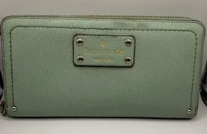 Kate Spade New York Light Green Leather Zip Around Ladies Wallet, Mint Color thumbnail 1
