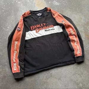 Vtg Harley Davidson Embroidered Spell Out Sweatshirt Long Sleeve thumbnail 5