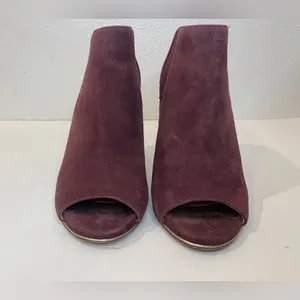 Coach Adrianna Suede Burgundy Peep Toe Heels Ankle‎ Boots Size 5 thumbnail 3