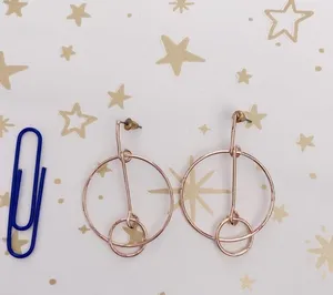 Modern rose gold dangle Earrings thumbnail 3