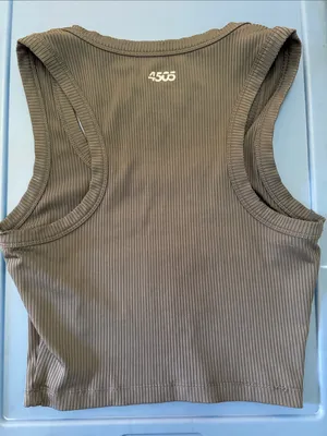 ASOS Grey Ribbed Crop Tank Top thumbnail 3