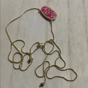 Kendra Scott Elisa Magenta Magnesite/gold color border pendant necklace thumbnail 4