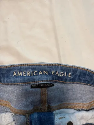 American Eagle Medium Blue Ripped Jean Shorts thumbnail 3