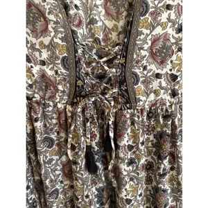 Anthropologie Boemo Floral Multicolor Long Sleeve Tiered Maxi Dress Sz Small NWT thumbnail 3