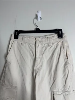 TNA Cotton Cargo Ivory Straight Leg Mid Rise Waist Pants Utility size 2 thumbnail 3