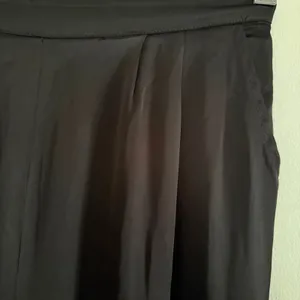 GLE | Black Satin High Waist Wide Leg Trousers Handmade in Bali | Extra Small thumbnail 4