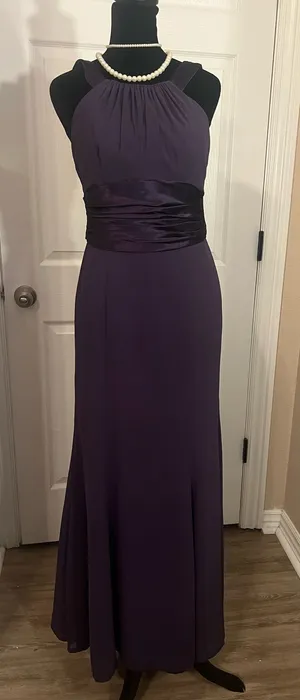 Formal purple bridesmaid evening dress thumbnail 1